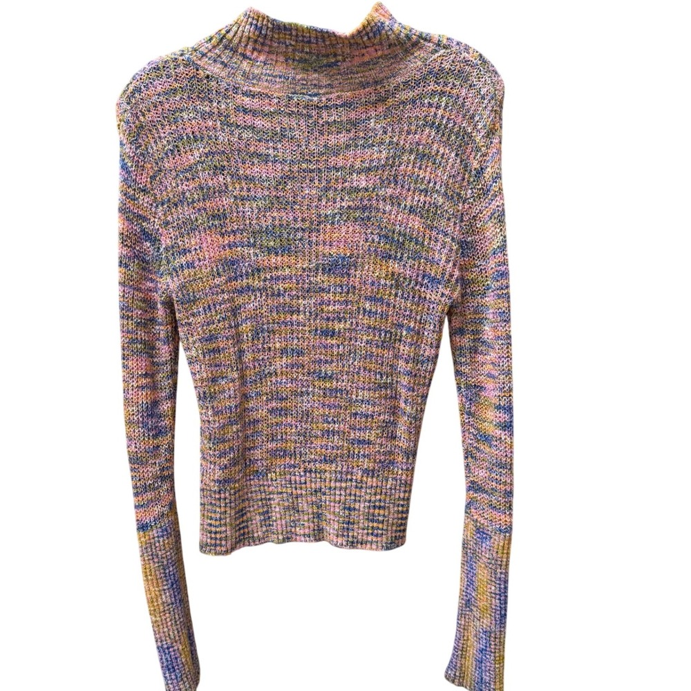 Free People Blair Spacedye Mock Turtleneck Sweater Candy Combo Small Boho Crop